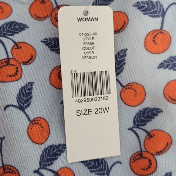 NEW Y2K cherry print skirt fruit print fit and flare plus size knee length 20W - Picture 4 of 8